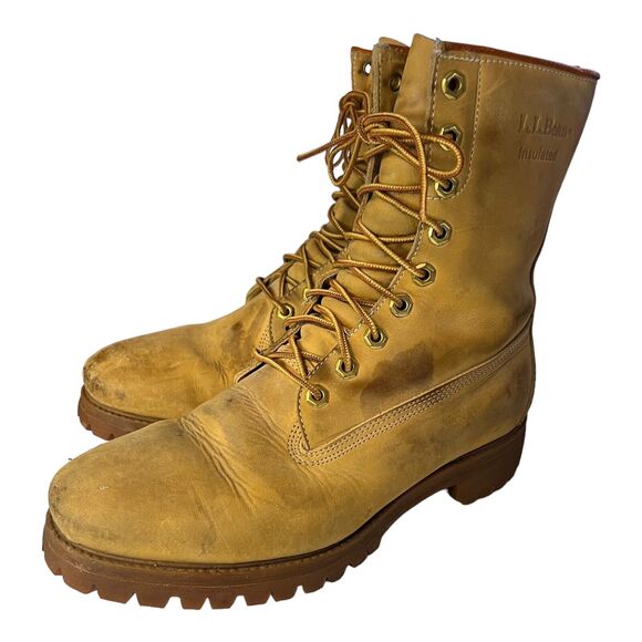 Vintage Men\'s LL Bean Brown Insulated Leather Lace Up Work Boots Size 9W main image 8